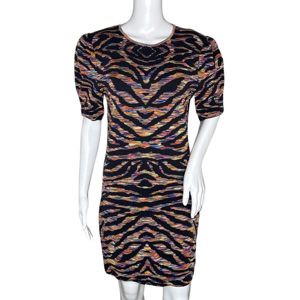 Free People Dress Womens Medium Multicolored Zebra Take Me Out Bodycon Festival‎